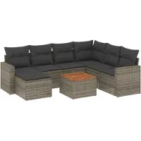 vidaXL Ensemble de jardin canapé 8 pièces avec coussins Gris Poly rotin