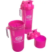 Smartshake SLIM 500 ml Shaker avec 2 récipients à portions, couleur:rose