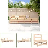 The Living Store 4-pcs. Ensemble de salon de jardin en pin massif