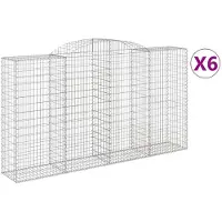 vidaXL Gabions avec arc surélevé 6 pcs. 300x50x160/180cm Fer galvanisé