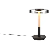 TRIO Lampe de table LED moderne CELESTE, noir et bois clair, 10 W, blanc chaud, 1050 lm, métal, dimensions : 35 x 22 x 22 cm, IP20,