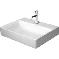 Duravit DuraSquare lavabo rectifié sans trop-plein 1 trou de robinetterie 60x47cm avec valve d'évacuation et cache en céramique blanc 2353600071