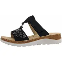 Rohde Baviera : Sandales confortables pour femmes, modèle pantoufle, couleur noire, pour un usage quotidien