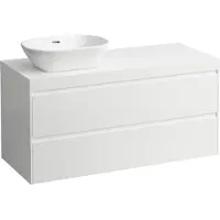 Laufen LANI Plan de lavabo blanc mat incl. meuble sous-lavabo, 1 découpe à gauche, 1185x495x580mm, H4045721129901