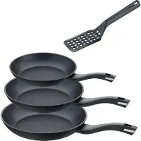 Berndes set de 4 poêles à frire 20+24+28 cm, aluminium, noir, y compris spatule - Balance Induction Enduro