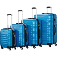 Zelsius Set de 4 valises , bleu, valise de voyage en ABS avec serrure à combinaison et séparateur intérieur