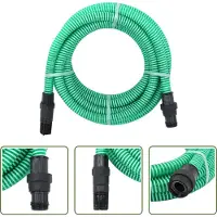 The Living Store Tuyau d'aspiration avec raccords PVC Vert 1" 7 m PVC