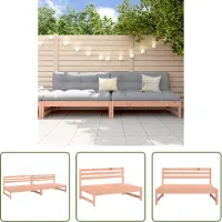 The Living Store Canapés centraux de jardin 2 pièces 120x80 cm bois massif douglas