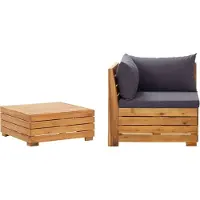 Syfax Salon de jardin 2 pcs avec coussins Bois d'acacia solide