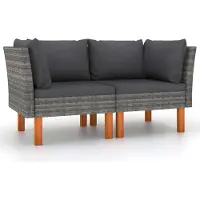 Syfax Canapés d'angle 2pcs Résine tressée et bois d'eucalyptus massif