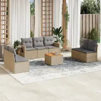 Prolenta Maison Exclusive - Salon de jardin avec coussins 8 pcs beige résine tressée