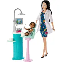 Mattel Poupée dentiste (brune) et coffret de jeu