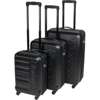 Slazenger Set de valises 3 pièces - Set de valises avec valise à main, valise de voyage et valise Grande - Valise à coque dure avec roulettes - Serrure à combinaison avec code à 3 chiffres - Noir