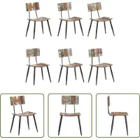 The Living Store Chaises de salle à manger 6 pcs. Vieux bois massif