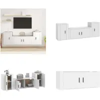 vidaXL 3 pcs. Ensemble d'armoires TV blanc en bois composite - Ensemble d'armoires TV - Ensembles d'armoires TV - Meuble-paroi