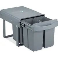 Relaxdays - Système de poubelles encastrables 4 compartiments, poubelles de cuisine coulissantes pour meuble bas, 4 x 8 litres, 34,6 x 34 x 51,8 cm, gris