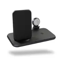 ZENS 3-en-1 Chargeur Sans Fil 10 W avec Support et Chargeur Apple Watch Noir