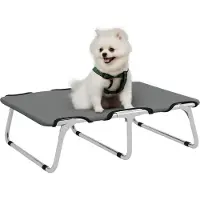 SUGIFT Lit pliable pour chien, en tissu Oxford 600D et structure en acier, couleur gris. Dimensions : 71 x 58 x 20 cm. Convient aux chiens pesant jusqu'à 10 kg et mesurant jusqu'à 46 cm