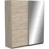 CBA Armoire Kronberg chêne - 2 portes coulissantes + miroir - 178,1 x 59,9 x 203 cm