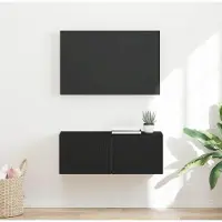 Prolenta Meuble TV mural exclusif - Dimensions : 78,5 x 31 x 29,5 cm - Couleur : noir - Matériau : bois composite