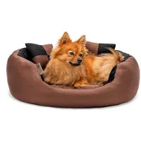 Lionto By Dibea Lit Pour Chien Canapé Lavable Avec Coussin Réversible S 65 X 50 Cm Noir Marron