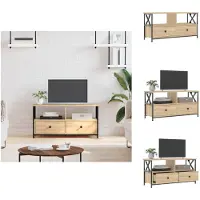 vidaXL Armoire TV Chêne Sonoma 90x33x45 cm Bois composite & fer - Meuble TV