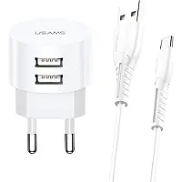 Usams ad. Réseau. 2Xusb T20 2.1A Microusb Blanc/Blanc Round Fast Charging Xtxlogt18Mc05