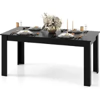 Costway Table de salle à manger 160x80cm, grande table, table de cuisine rectangulaire, table de salle à manger pour 6-8 personnes, table en bois Table de salle à manger moderne Noir
