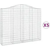 vidaXL Gabions avec arc surélevé 5 pcs. 200x30x160/180cm Fer galvanisé