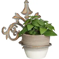 Relaxdays 3 supports muraux pour fleurs de style baroque, en fonte, supports vintage pour pots de fleurs d'extérieur, anneau pour pot de fleurs Ø 13,5 cm, gris doré