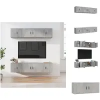 vidaXL Ensemble de 6 meubles TV gris béton Matériau dérivé du bois - Meubles TV