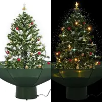 Prolenta Maison Exclusive - Sapin de Noël enneigé avec socle en forme de parapluie, vert, 75 cm
