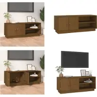 vidaXL Armoire TV brun miel 105x34x40 cm Pin massif - Armoire TV - Meubles TV - Supports TV