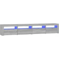 Sonstiges Meuble TV avec lumières LED Sonoma gris 240x35x40 cm