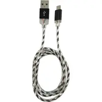 LC-Power LC-C-USB-MICRO-1M-8 LC-C-USB-MICRO-1M-8 Câble USB A vers Micro-USB, noir/argenté éclairé, 1m
