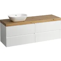 Laufen LANI Plan de toilette chêne sauvage incl. meuble sous-lavabo, 1 découpe à gauche, 1570x495x580mm, H4065921122611