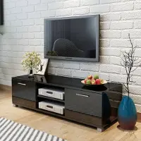 vidaXL Meubles Meuble TV,Meuble TV noir brillant 120x40,5x35 cm DE59301