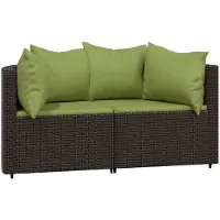 Syfax Canapés d'angle de jardin et coussins2pcs marron résine tressée