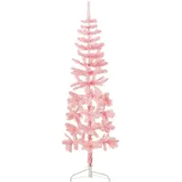Prolenta Maison Exclusive - Sapin de Noël artificiel demi-arbre, design élancé, couleur rose, 150 cm, avec pied