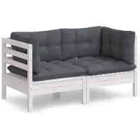 Syfax Canapé 2 places de jardin avec coussins anthracite Bois de pin
