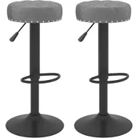 Syfax Tabourets de bar lot de 2 gris foncé velours