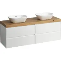 Laufen LANI Plan de toilette chêne sauvage incl. meuble sous-lavabo, 1 découpe à gauche et à droite, 1570x495x580mm, H4065941122601