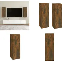 vidaXL Armoires TV 2 pcs. Chêne fumé 30,5x30x90 cm Bois composite - Armoire TV - Meubles TV - Support TV
