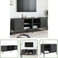 The Living Store Armoires TV 2 pcs. noir 68x39x50,5 cm acier