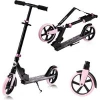 Lionelo Luca Trottinette enfants jusqu'à 100kg roues 200mm frein pliable noir rose