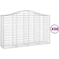vidaXL Gabions avec arc surélevé 50pcs 200x50x120/140cm Fer galvanisé