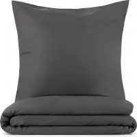 Blumtal linge de lit 155x200cm + taie d'oreiller 50x80cm - Microfibre Bed Sheets 155x200cm - 2pcs set linge de lit gris foncé