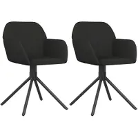Syfax Chaises pivotantes à manger lot de 2 Noir Velours