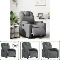 The Living Store Fauteuil relax électrique gris similicuir