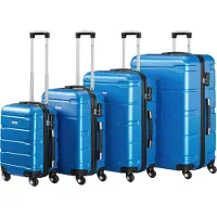 Zelsius Set de 4 valises , bleu, valise de voyage en ABS avec serrure à combinaison et séparateur intérieur